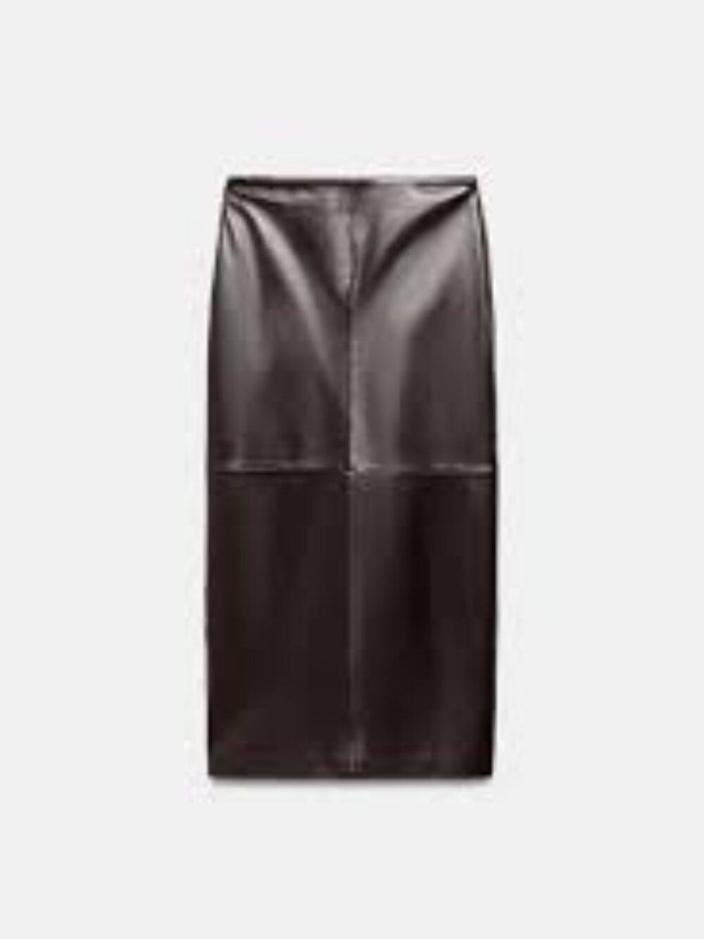 A New Day | Deep Burgandy Brown Coated Faux Leather Midi Skirt NWT